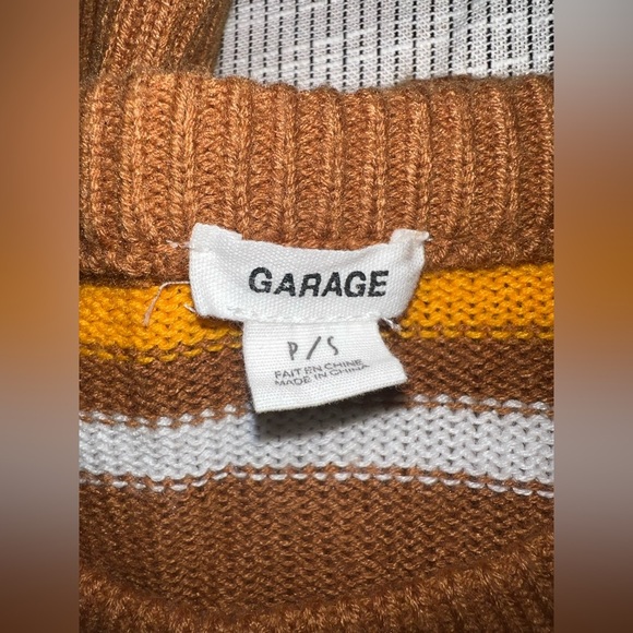 Garage Brown Striped Cropped Sweater Size P/S (XS/S) - Picture 3 of 6